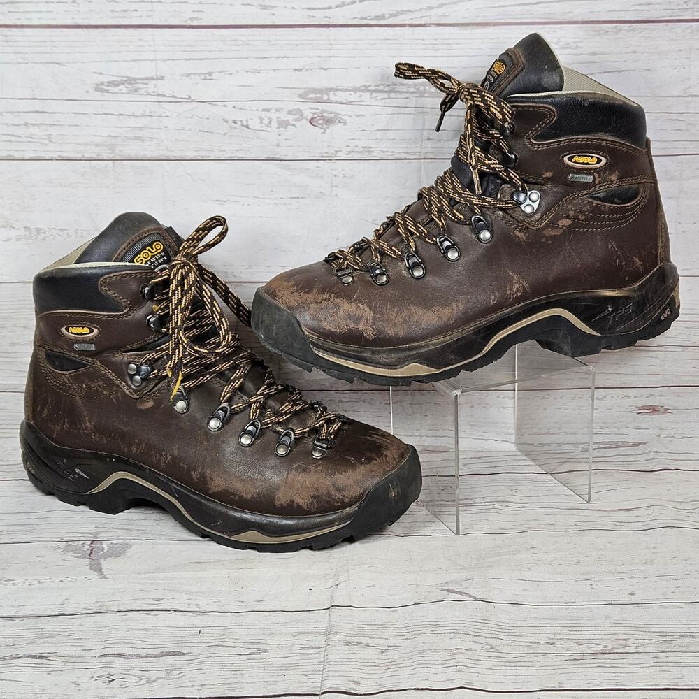 ASOLO TPS 520 Men's Brown US 10.5 GORE-TEX Vibram Leather Hiking Boots *Scuffed